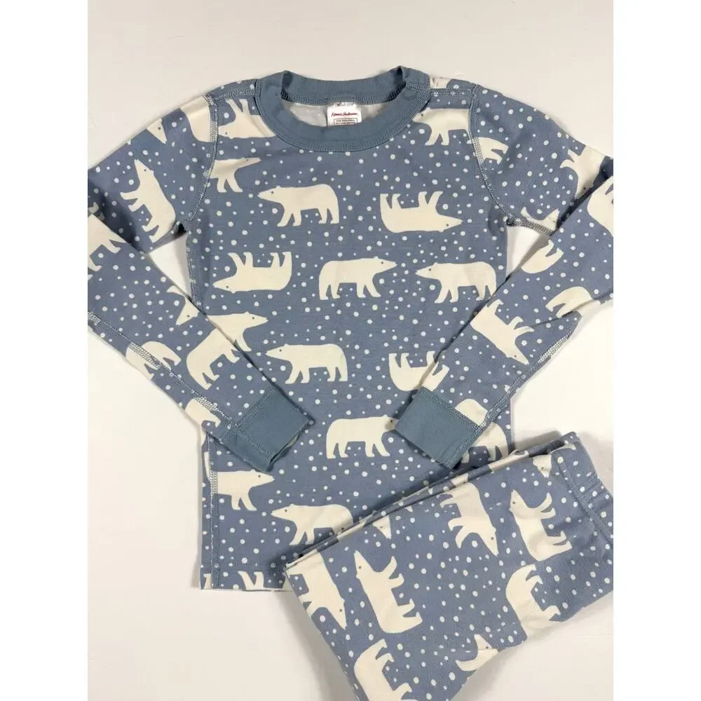 Hanna Andersson Blue Polar Bear Organic Cotton Pajama Set Size 8 (130 cm)